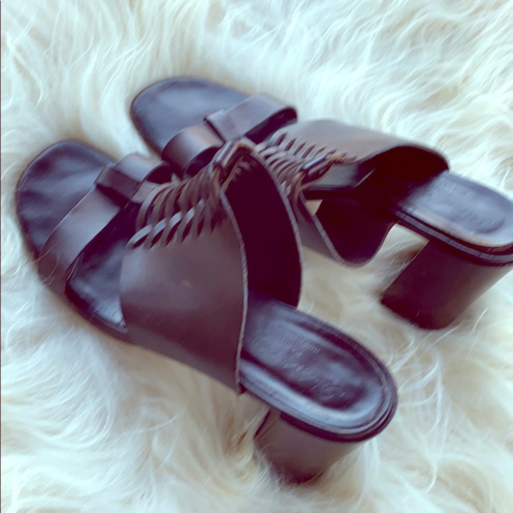 Brown backless heels